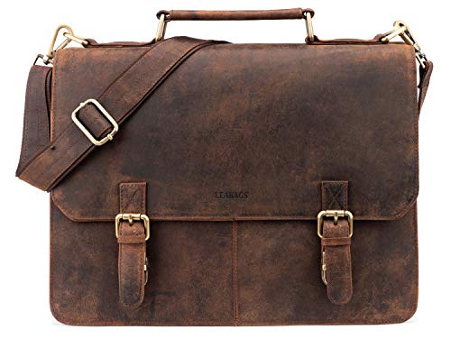 LEABAGS Gainsville Aktentasche Laptoptasche 15 Zoll Ledertasche im Vintage Look, (LxBxH): ca. 29 x 11 x 30 cm - Rouge