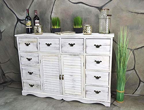 Livitat Kommode Sideboard 113 x 78 cm Anrichte Landhaus Shabby Chic Vintage Weiß LV1005